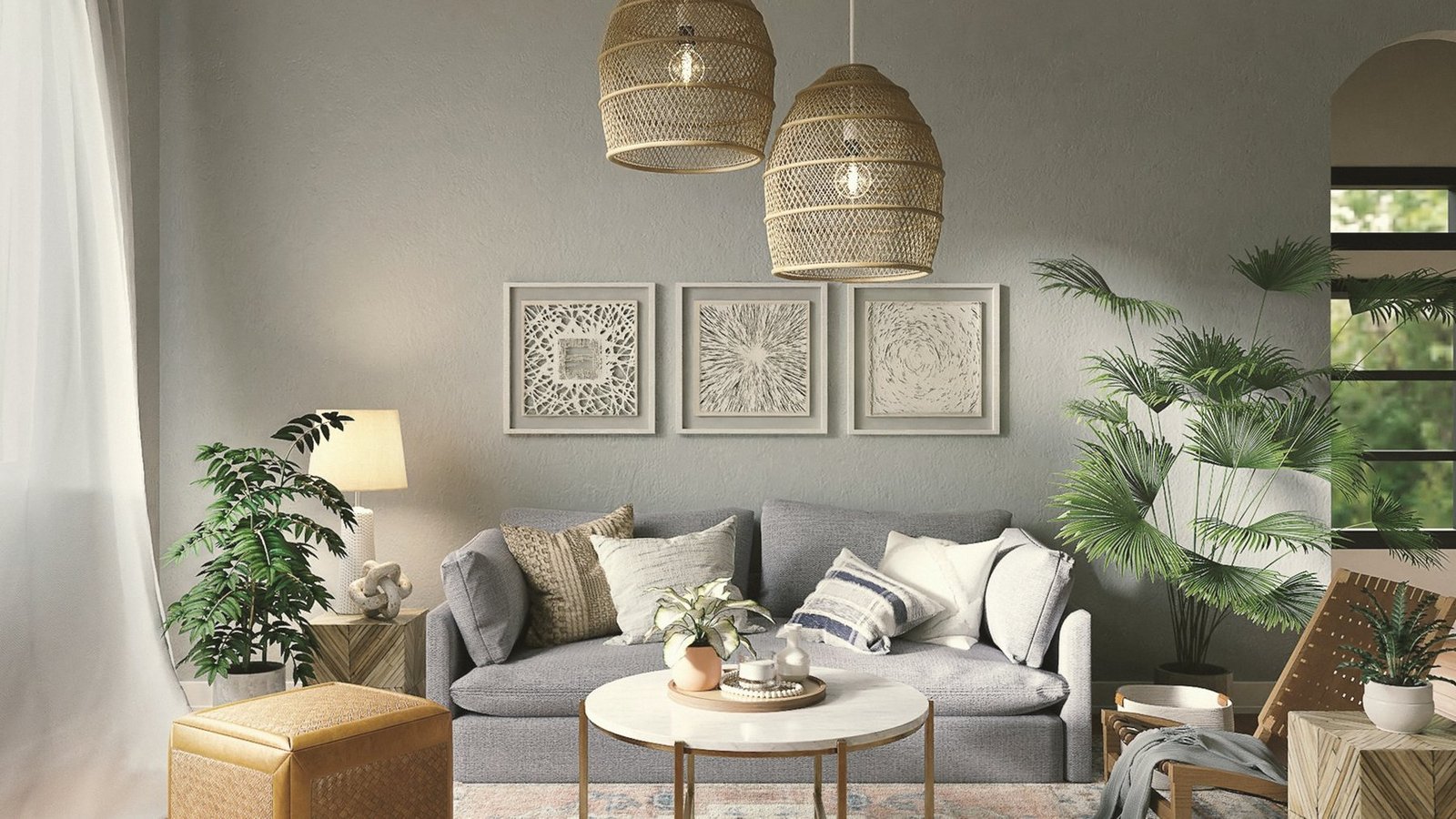 The Halden sofa in an ink wool cover against a deep green wall